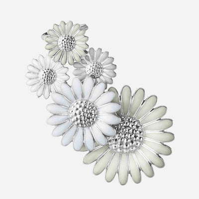 Georg Jensen White Enamel Single Daisy Large Ear Cuff - Right Ear