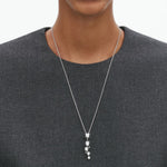 Model wearing Oxidised Sterling Silver Moonlight Grapes Drop Pendant Necklace from Georg Jensen.
