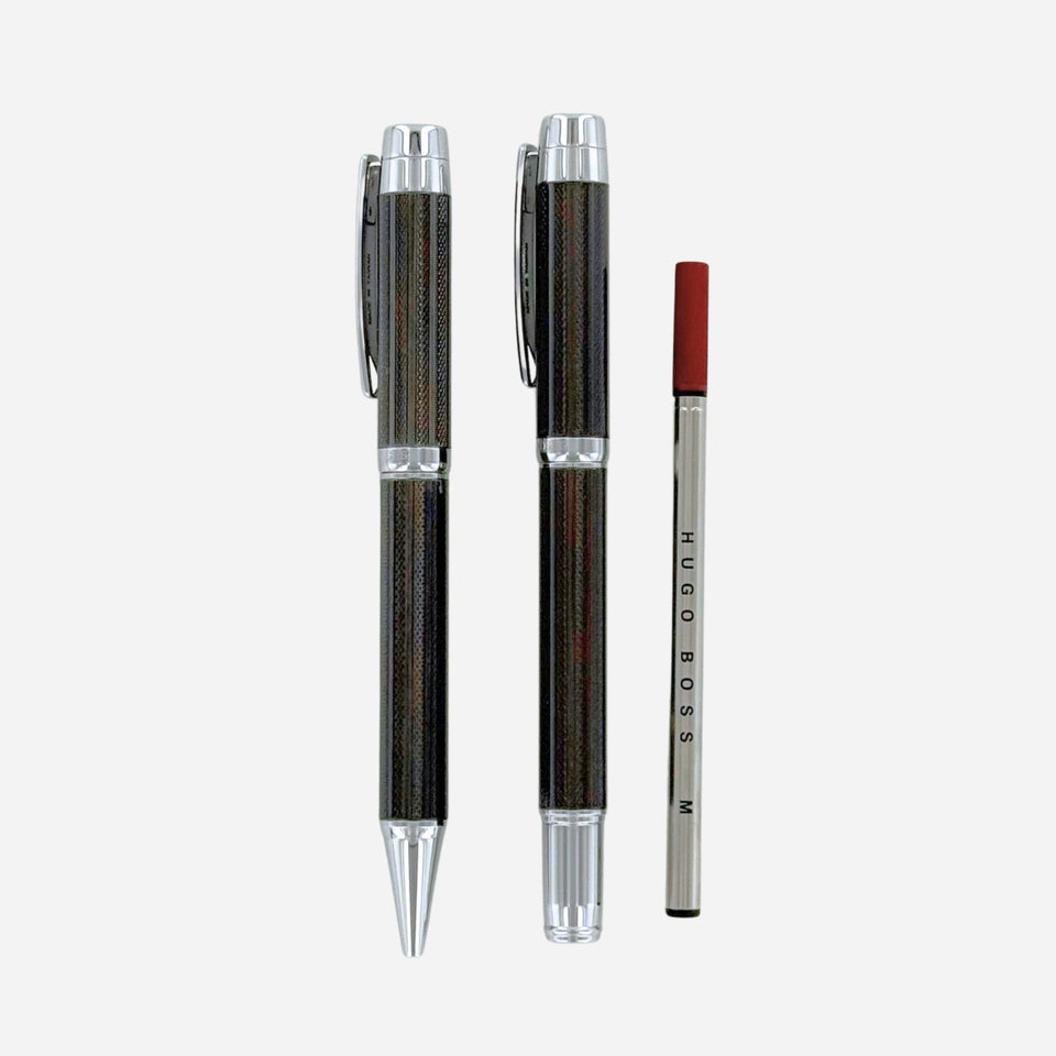 BOSS Dark Chrome Rollerball & Ballpoint  Pen Set