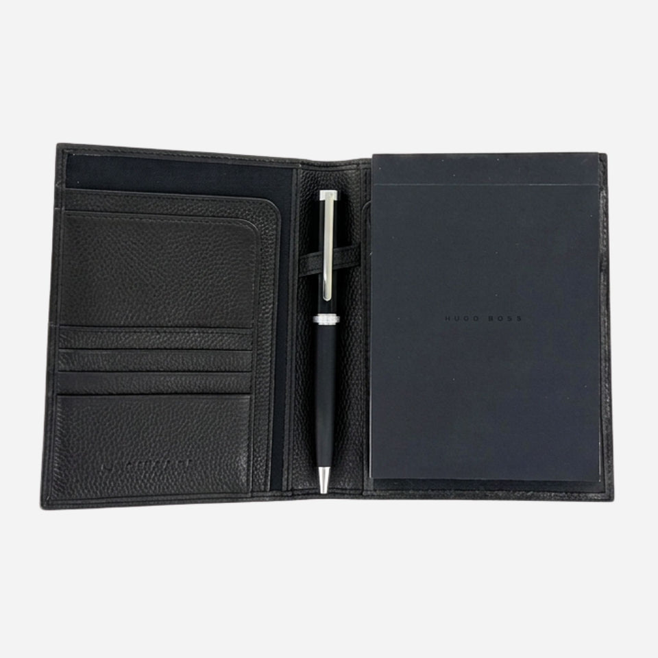 Black Organiser & Notepad Holder with Ballpoint Pen from BOSS.