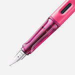 Close up of Safari Fountain Pen in Neon Pink by LAMY.
