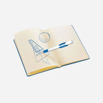 Open View of  LEGO 2.0 Blue Imagine Brick Journal with Gel Pen from LEGO.