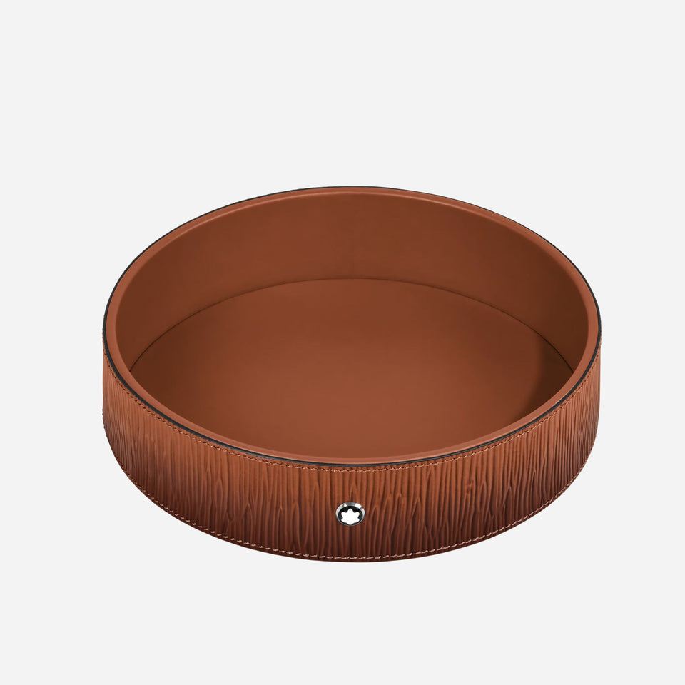 Corteccia Sfumato Leather Large Round Desk Tray by Montblanc.