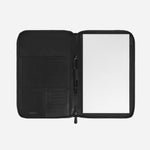 Open View of Extreme Leather Medium Notebook Holder with zip by Montblanc.