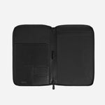 Open View of Extreme Leather Medium Notebook Holder with zip by Montblanc.