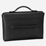 Back View of Meisterstück Black Soft Grain Single Gusset Briefcase by Montblanc.