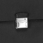 Close Up View of Meisterstück Black Soft Grain Single Gusset Briefcase  by Montblanc.