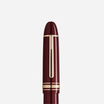 Close up of Meisterstück 149 Burgundy Red Fountain Pen from Montblanc.