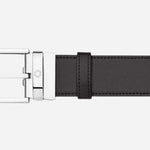 Close up of Palladium Reversible Leather Belt in Black/Brown from Montblanc.