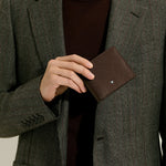 Model Shot of 8cc Sartorial Leather Wallet in Ebony by Montblanc.