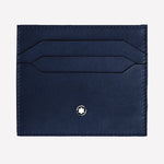 Montblanc blue leather card holder with the logo on the front.