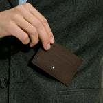 Model Shot of 5cc Sartorial Leather Card Holder in Ebony by Montblanc.