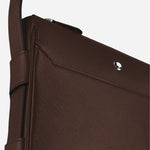 Close up View of Sartorial Leather Vertical Belt Messenger Bag in Ebony by Montblanc.