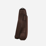 Side View of Sartorial Leather Vertical Belt Messenger Bag in Ebony by Montblanc.