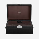 Inside View of Writing Instruments Collector Box in Black Croco-Embossed Leather by Montblanc.