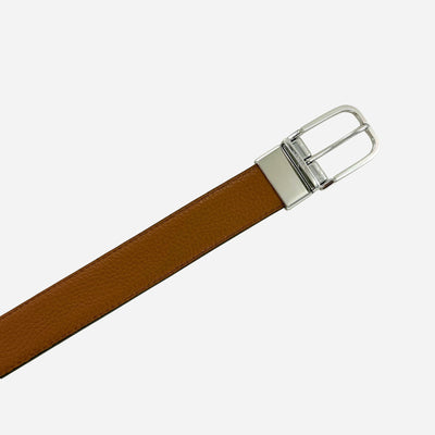 Brown and Khaki Leather Reversible Belt With Pin Buckle from Paul Smith.