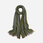 Green Cotton Block Stipe Scarf with Large Logo from Paul Smith.