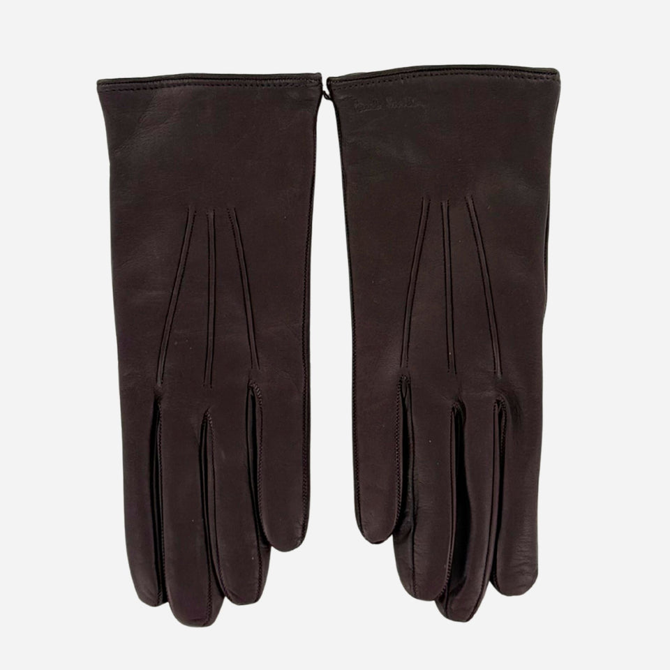 Front of Swirl Cashmere-Lined Leather Gloves by Paul Smith.