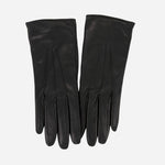 Front of Swirl Cashmere-Lined Leather Gloves in Black by Paul Smith.