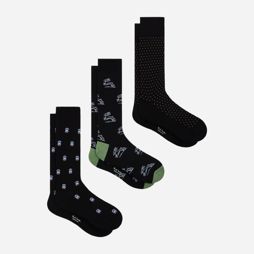3-Pack Cotton Blend Novelty Socks by Paul Smith 