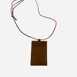 Back View of Brown Leather ID and 2CC Card Holder with Multicoloured Neck Strap by Paul Smith.