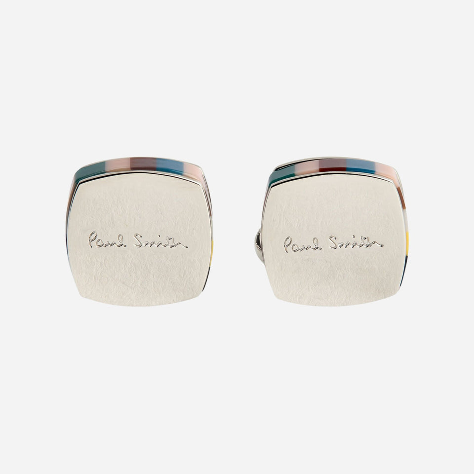  'Signature Stripe' Resin Cufflinks by Paul Smith.