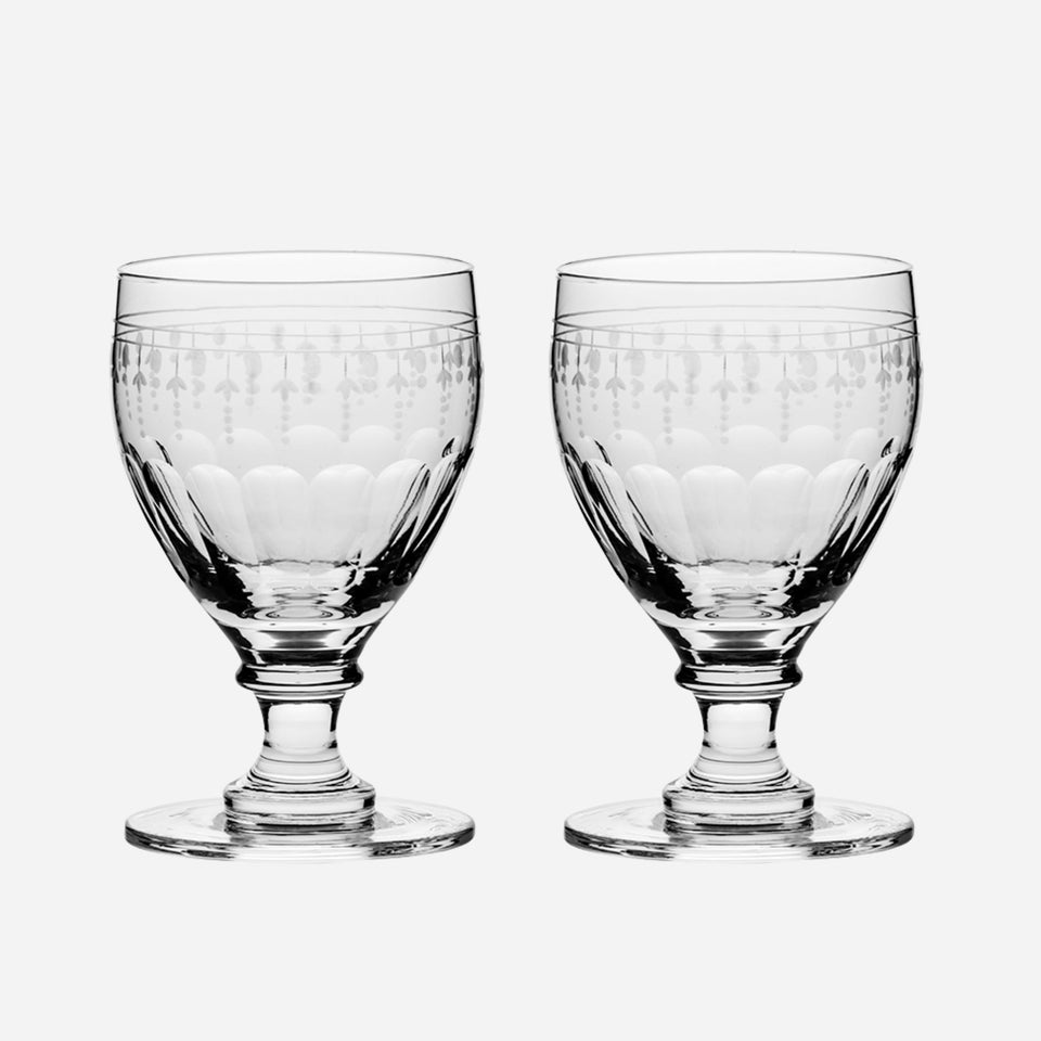 Pack of two Art Nouveau Wine Glasses from Royal Scot Crystal Manor House Collection.