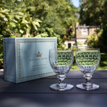  Art Nouveau Wine Glasses from Royal Scot Crystal Manor House Collection used for ourdoor dining.
