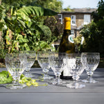 Art Nouveau Wine Glasses from Royal Scot Crystal Manor House Collection used for ourdoor dining.