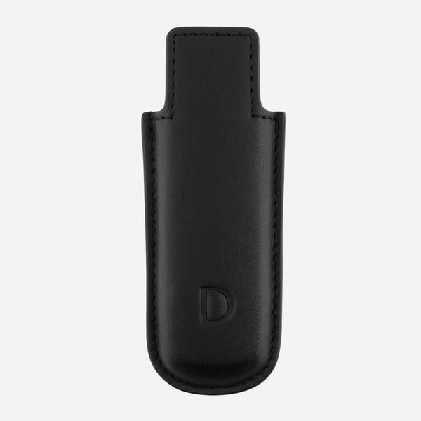 Front View of S.T. Dupont Twiggy Black Leather Lighter Case.