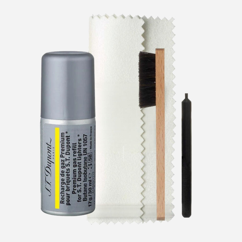S.T. Dupont Paris Maintenance Kit with 30ml Yellow Gas Refill.