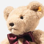 Close up of Cosy Year Bear 2027 by Steiff.
