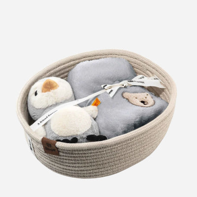Lio penguin with rattle and bib gift set from Steiff.