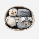 Lio penguin with rattle and bib gift set from Steiff.