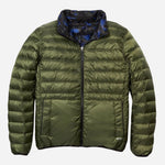 Forest Green Side of Outerwear Men's Blue Camo 2-in-1 Reversible Pillow Jacket by TUMI.