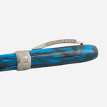 Close up of Rembrandt-S Blue Resin Rollerball Pen by Visconti.