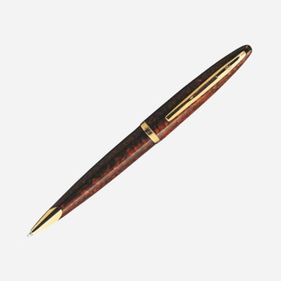 Carene Amber Lacquer Ballpoint Pen with Gold Trim by Waterman.