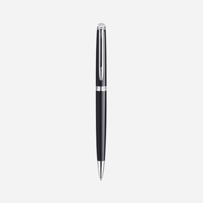 Hemisphere Black Lacquer Ballpoint Pen with Chrome Trim by Waterman.
