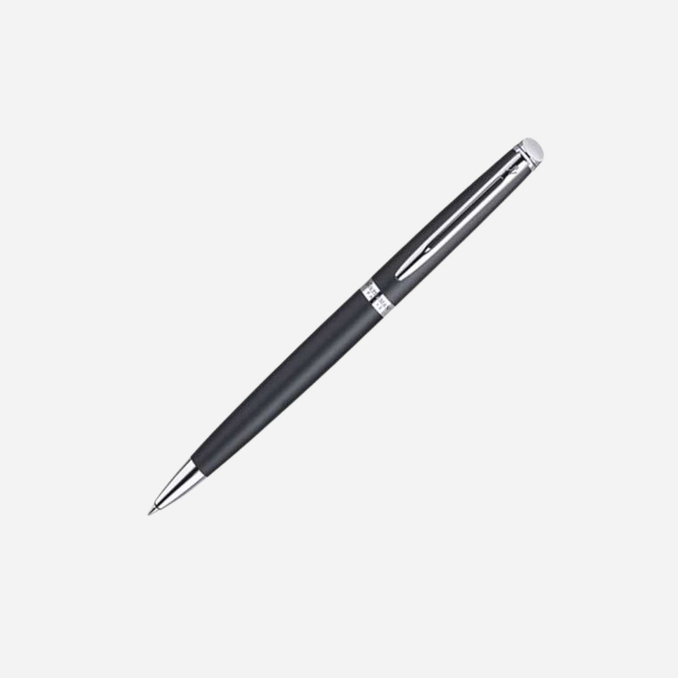 Hemisphere Matt Black Ballpoint Pen with Chrome Trim from Waterman.