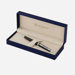 Hemisphere Matt Black Ballpoint Pen with Chrome Trim from Waterman.