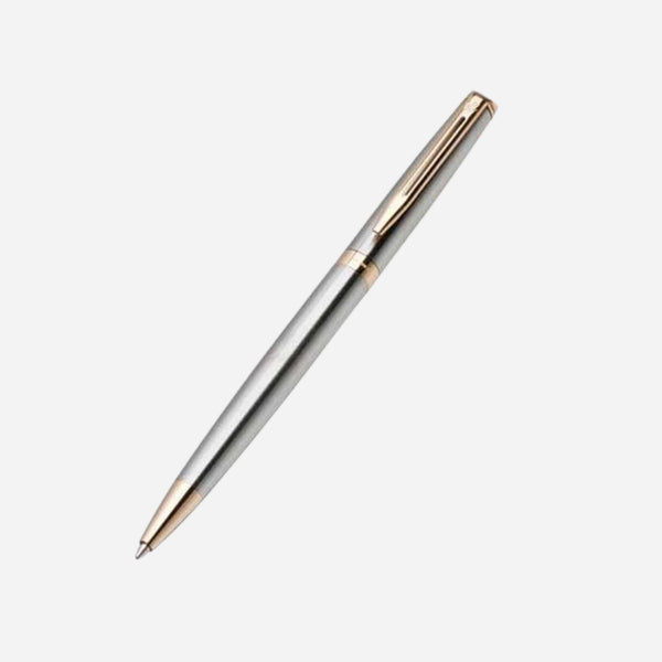 Hemisphere Stainless Steel  Ballpoint Pen with Gold Trim by Waterman.