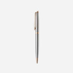 Side View of Hemisphere Stainless Steel  Ballpoint Pen with Gold Trim by Waterman.