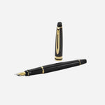 Expert Black Lacquer Fountain Pen with Gold Trim by Waterman .