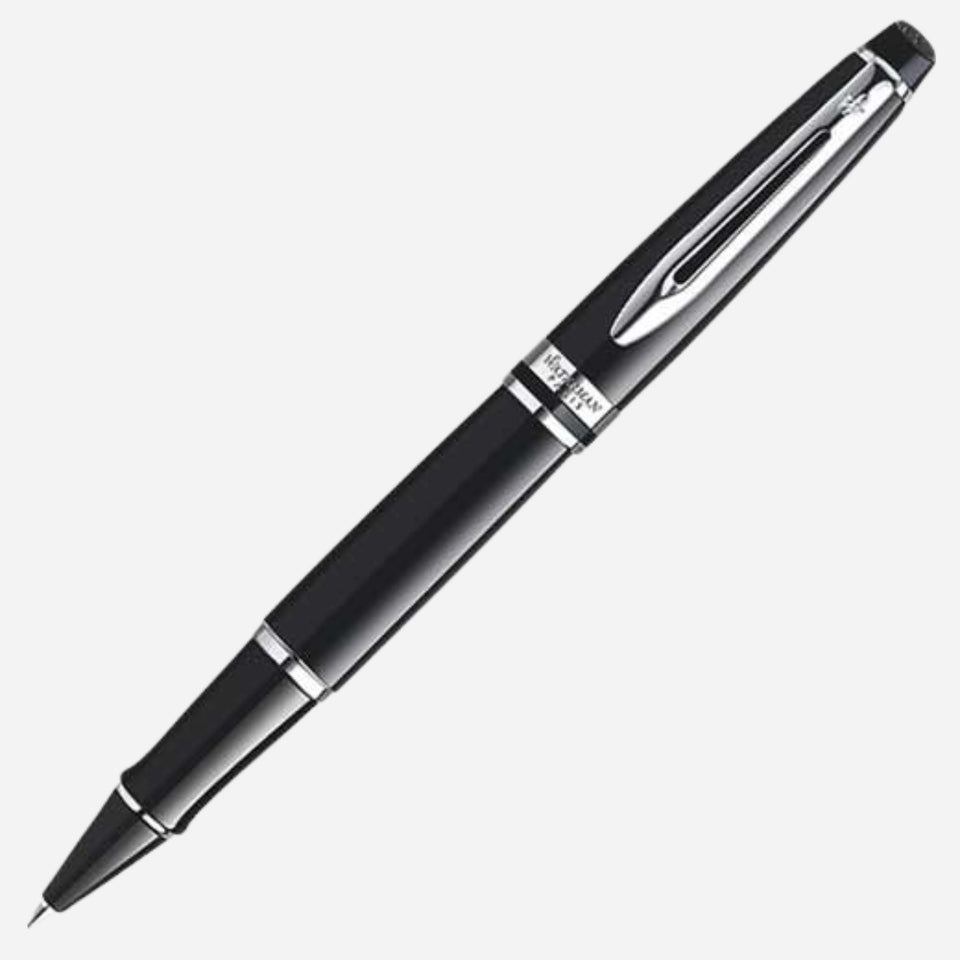 Expert Black Lacquer Rollerball Pen with Chrome Trim by Waterman.