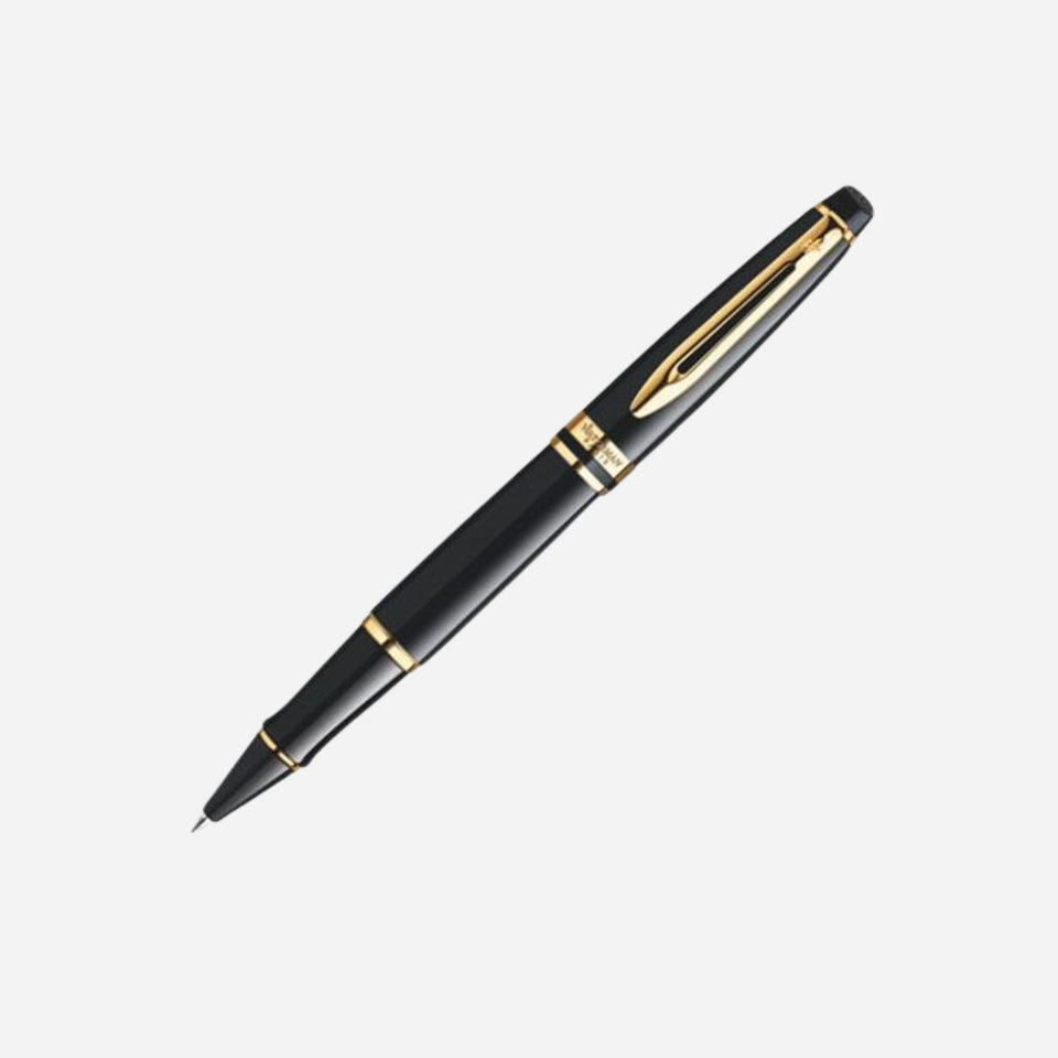 Expert Black Lacquer Rollerball Pen with Gold Trim  by Waterman.