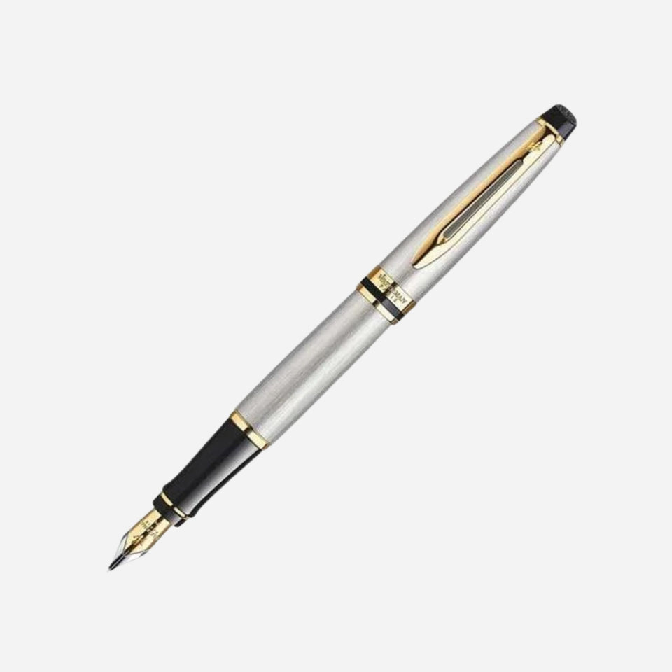Expert Stainless Steel Fountain Pen with Gold Trim by Waterman.
