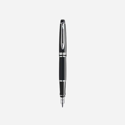 Expert Black Lacquer Fountain Pen with Chrome Trim by Waterman.