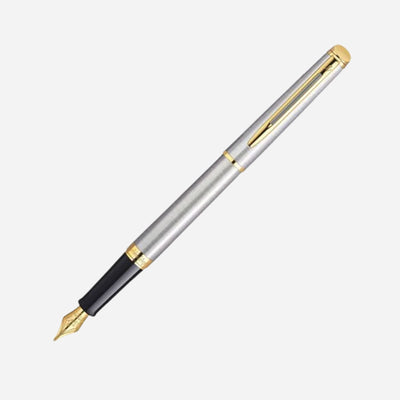 Hemisphere Stainless Steel with Gold Trim Fountain Pen by Waterman.