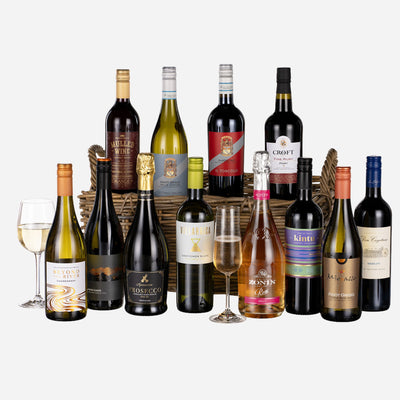 Wheelers Luxury Hampers 12 Wines in Wicker