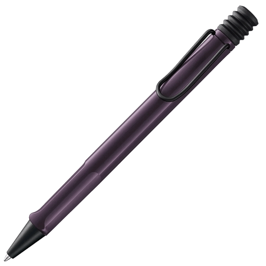 LAMY's Safari Special Edition Violet Blackberry Ballpoint Pen has a glossy barrel with black trims.